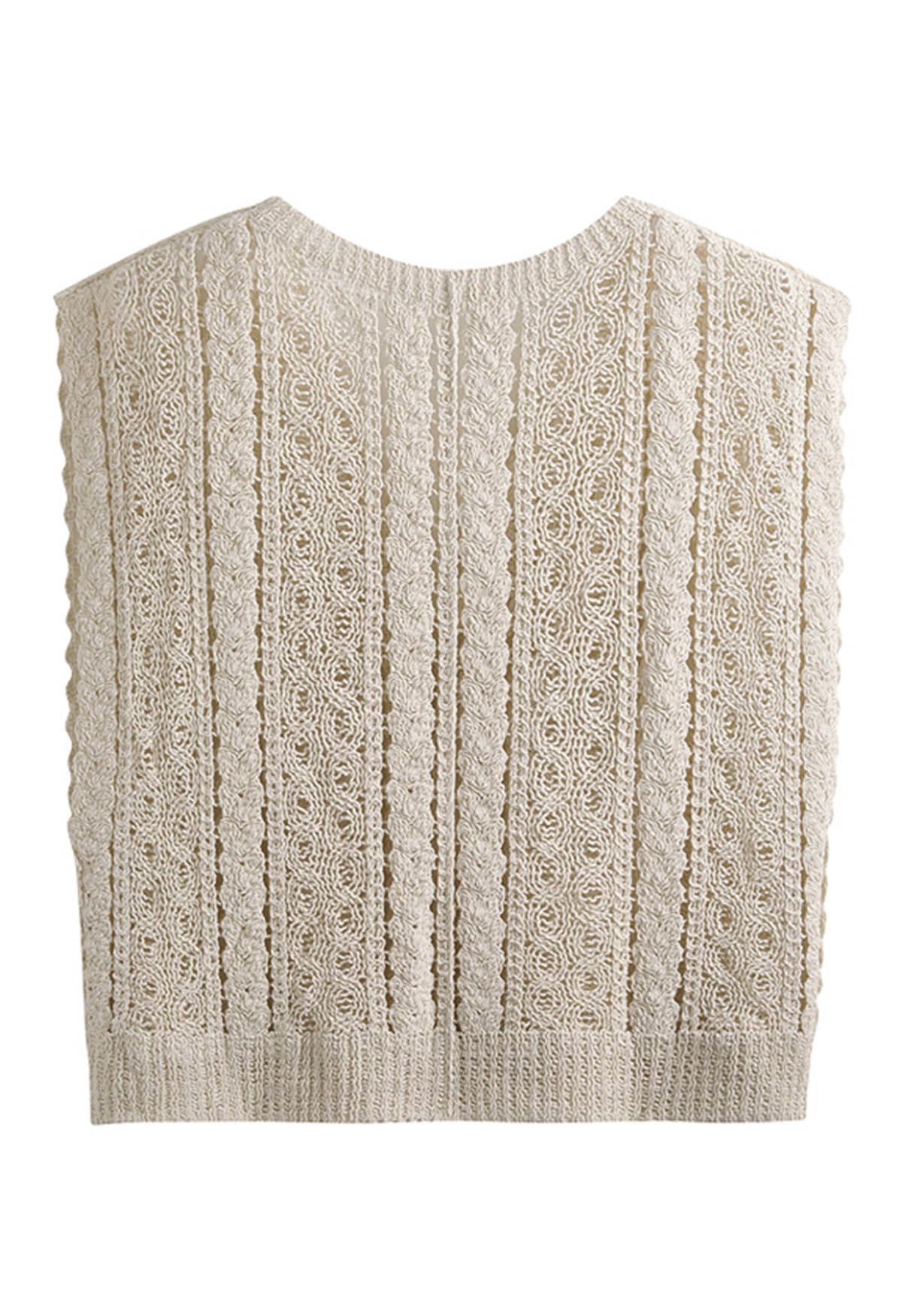 Intricate Crochet V-Neck Cropped Vest