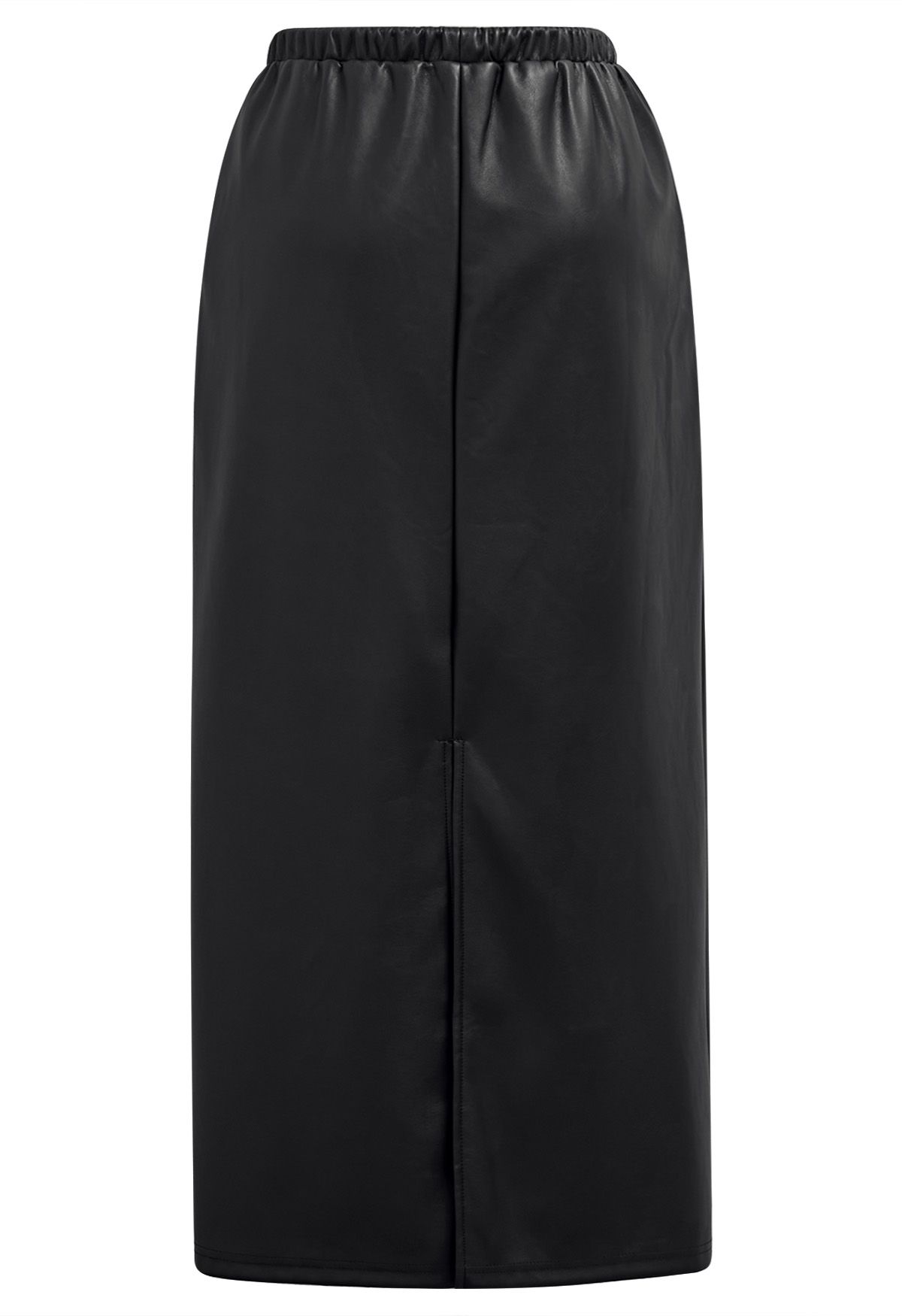 On-Duty Faux Leather Drawstring Shift Skirt in Black