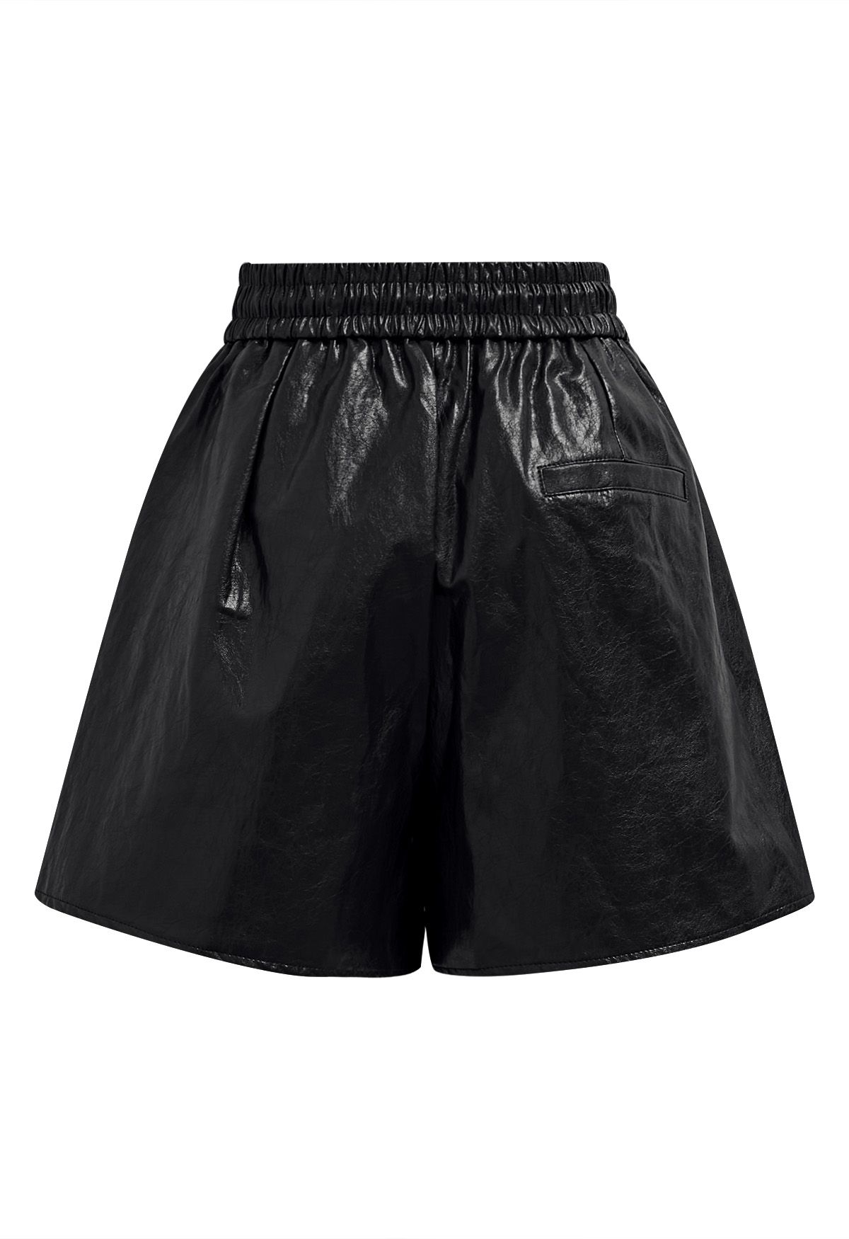 Urban Chic Faux Leather Drawstring Shorts in Black