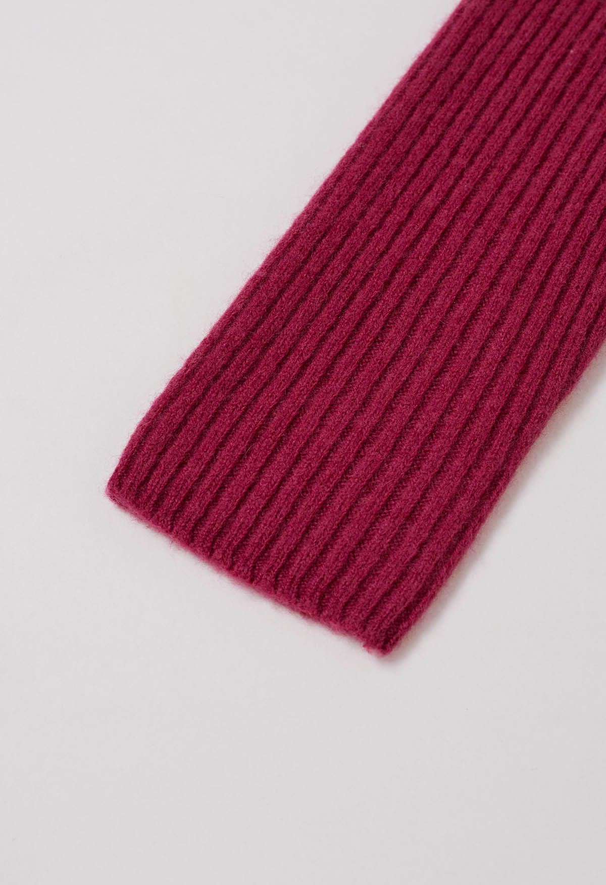 Elemental Mock Neck Long-Sleeve Wool Sweater in Magenta