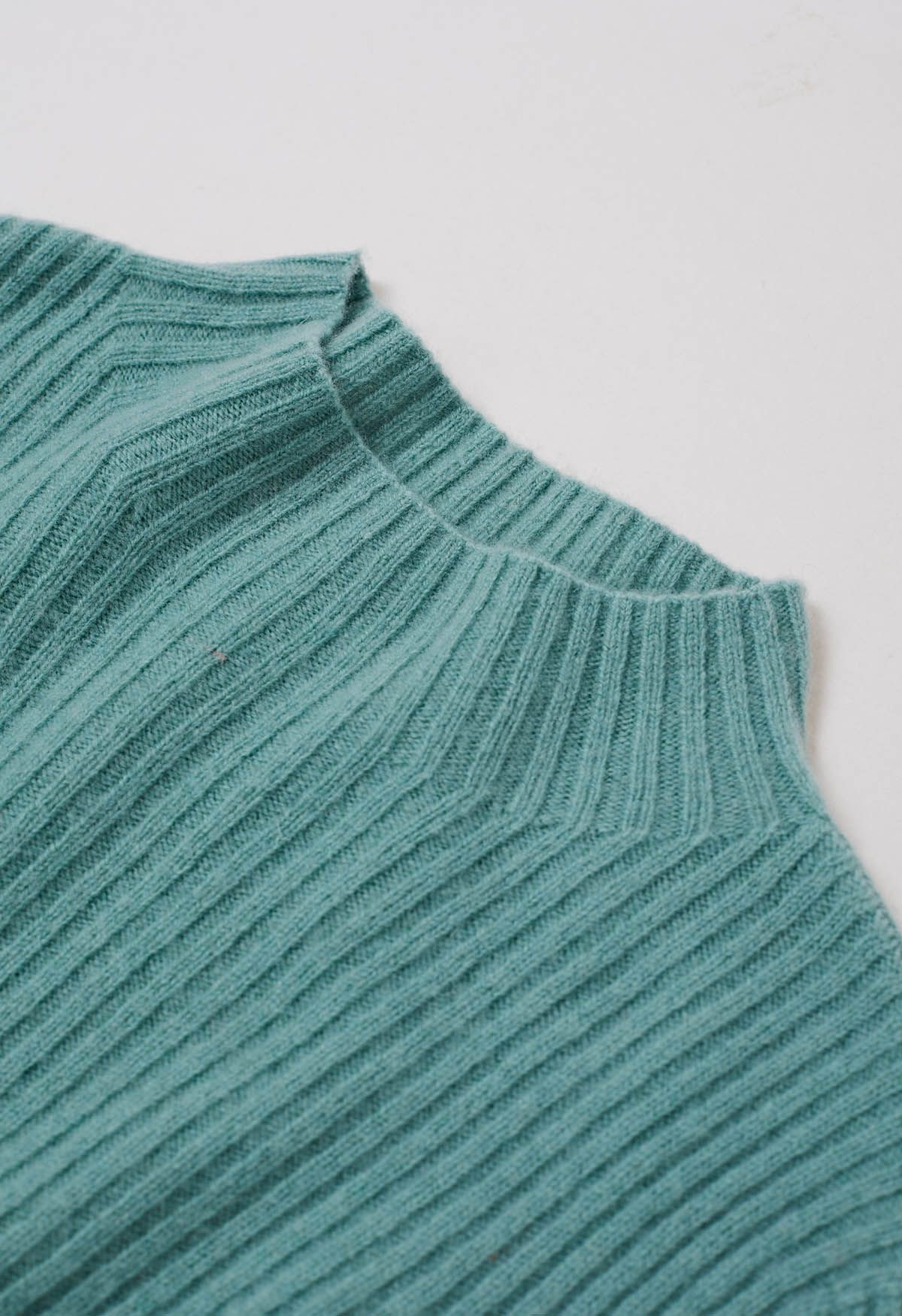 Elemental Mock Neck Long-Sleeve Wool Sweater in Teal