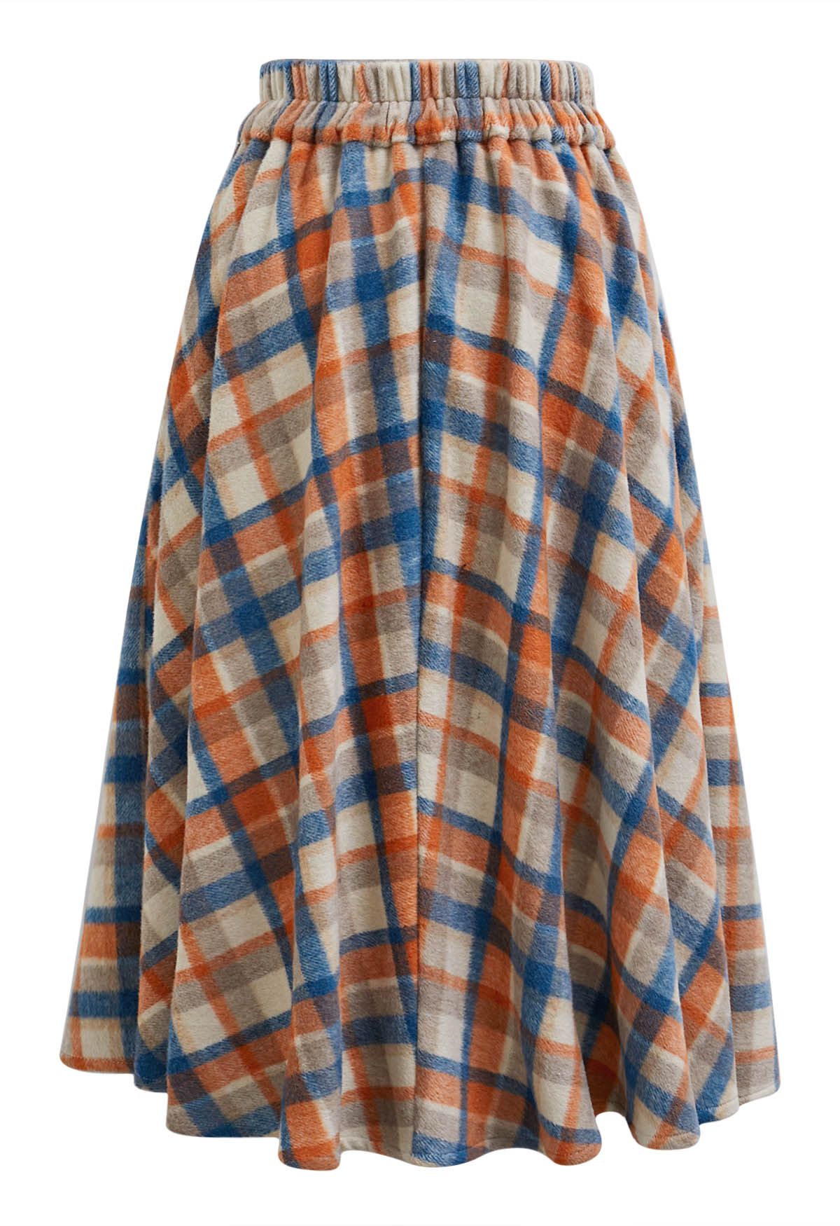 Plaid Melody Side Pocket Midi Skirt