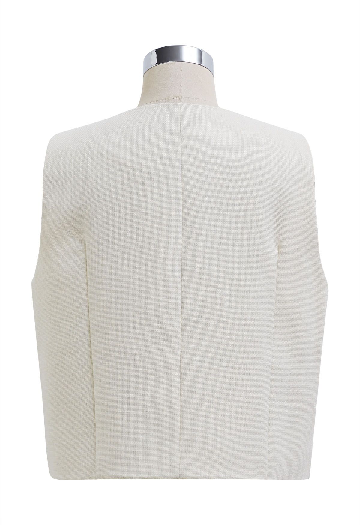 Preppy Style Double-Breasted Vest in Ivory