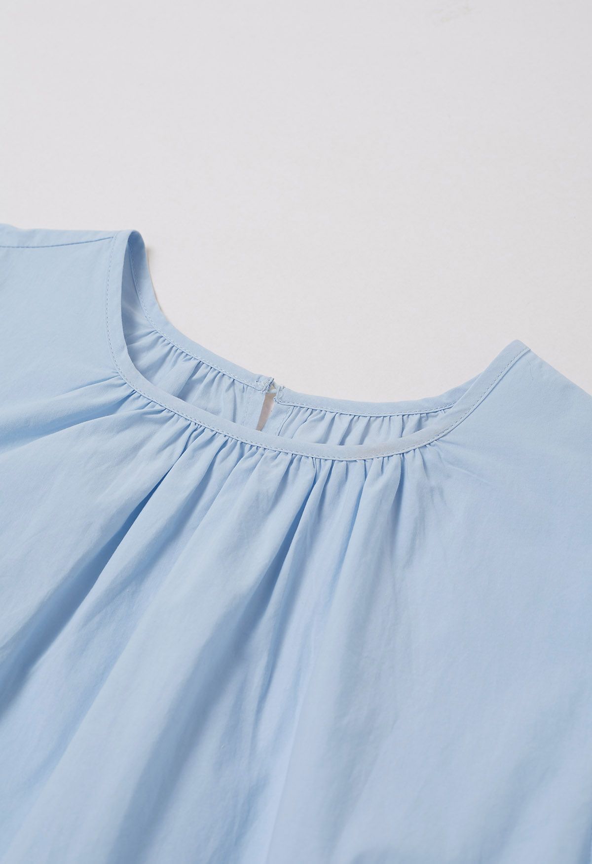 Easygoing Puff Sleeve Cotton Shirt in Sky Blue