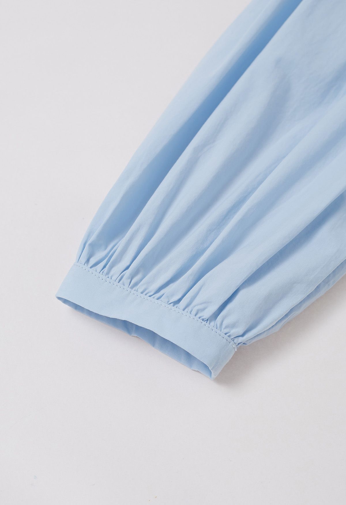 Easygoing Puff Sleeve Cotton Shirt in Sky Blue