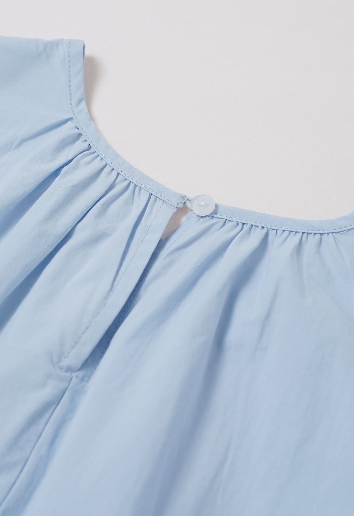 Easygoing Puff Sleeve Cotton Shirt in Sky Blue