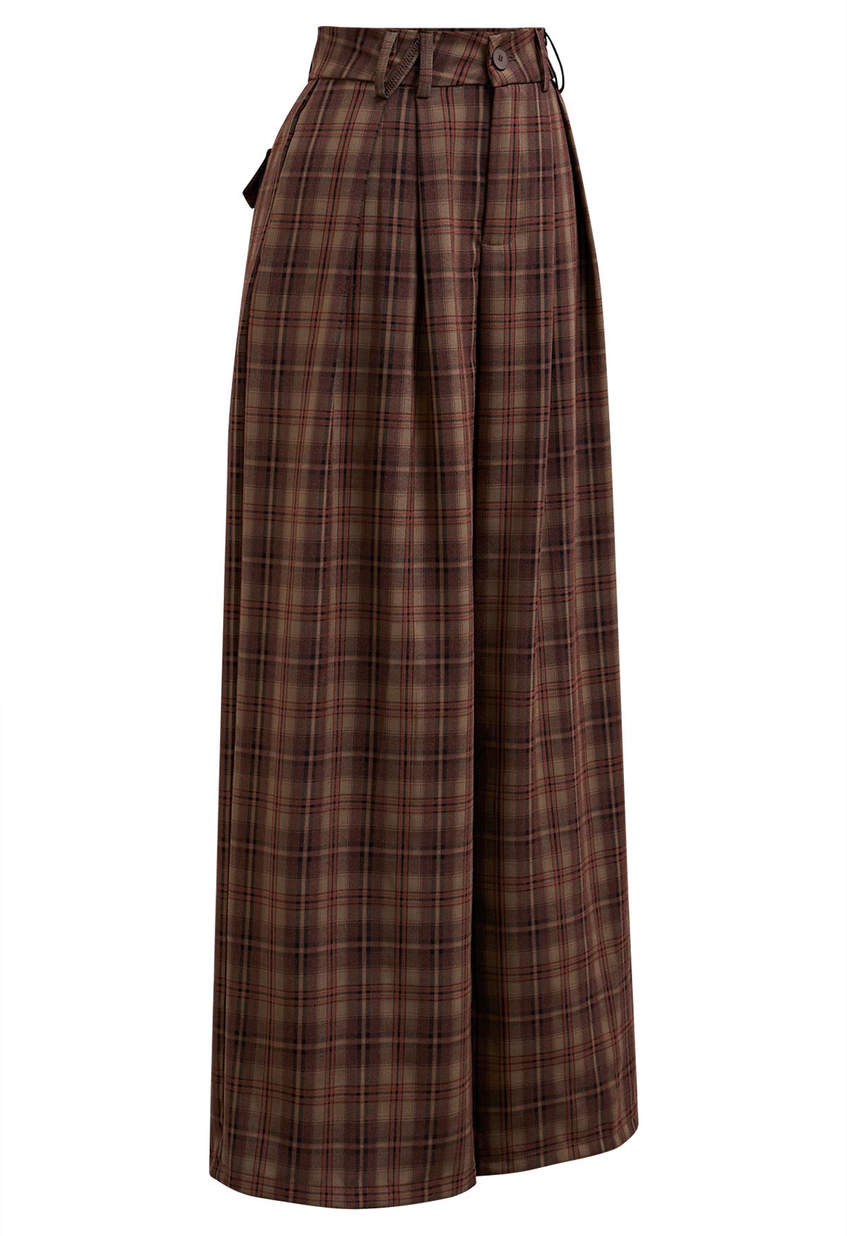 Throwback Plaid Wide-Leg Pants in Berry