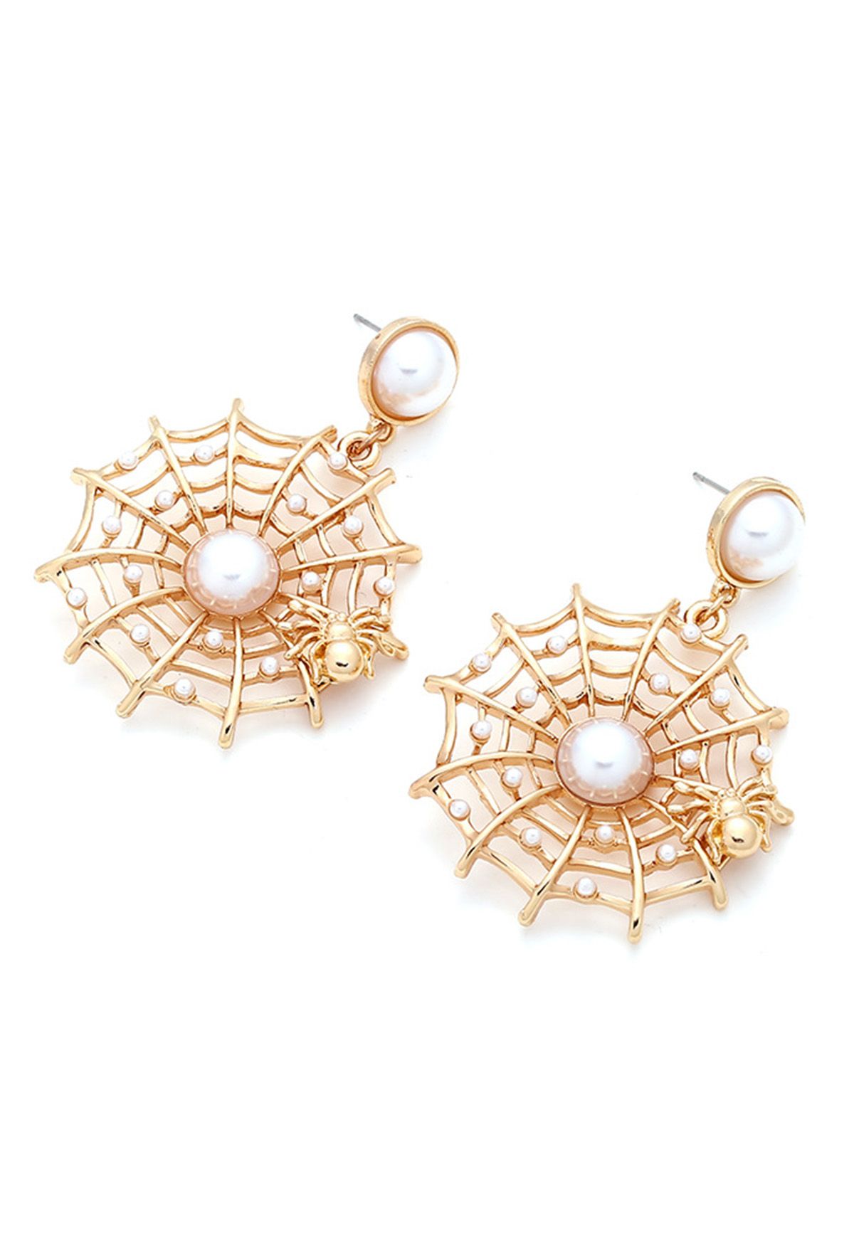 Spider Web Pearl Earrings