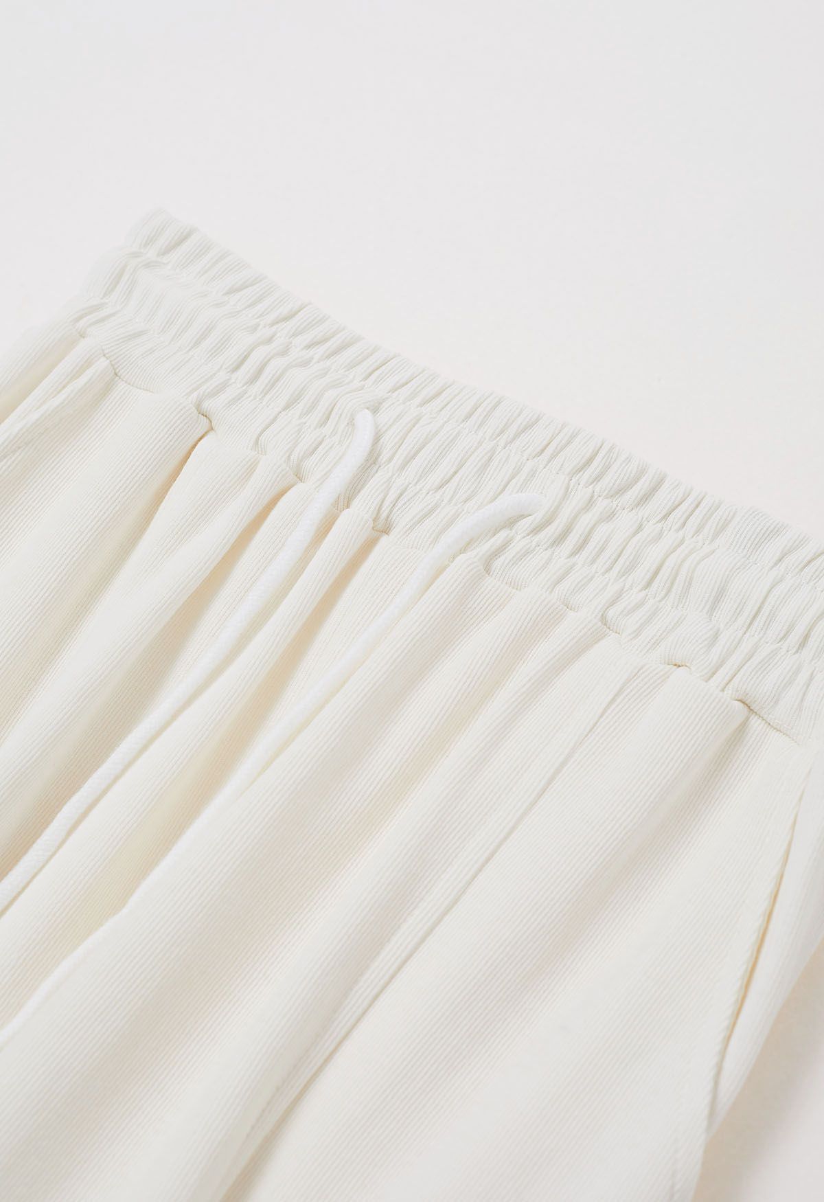 Ankle Zip Drawstring Lounge Pants in Ivory