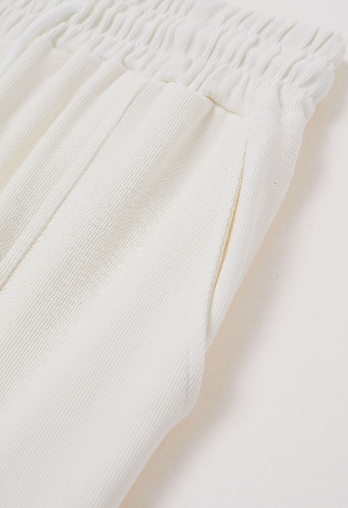 Ankle Zip Drawstring Lounge Pants in Ivory