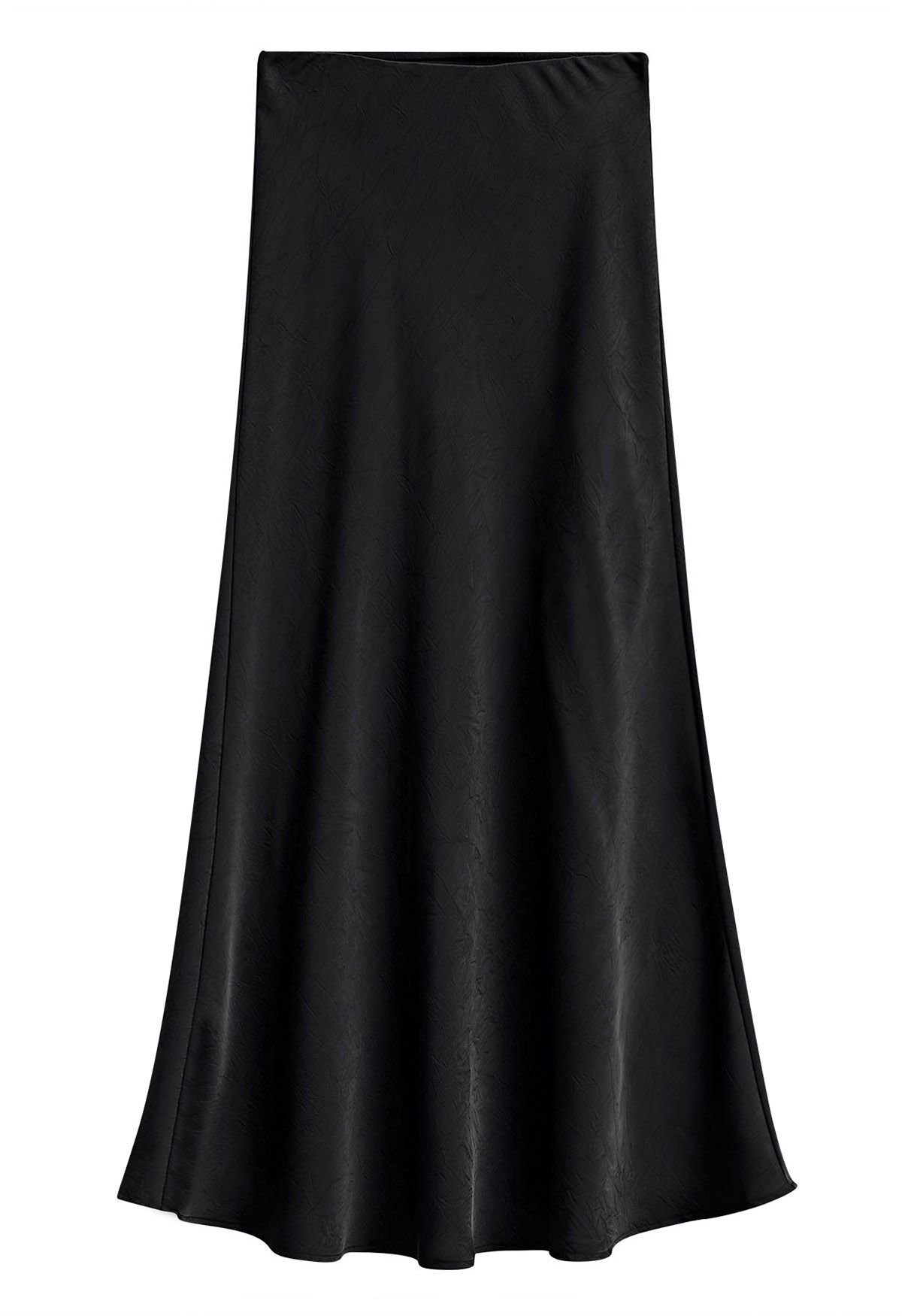 Satin Embossed Texture Mermaid Maxi Skirt in Black