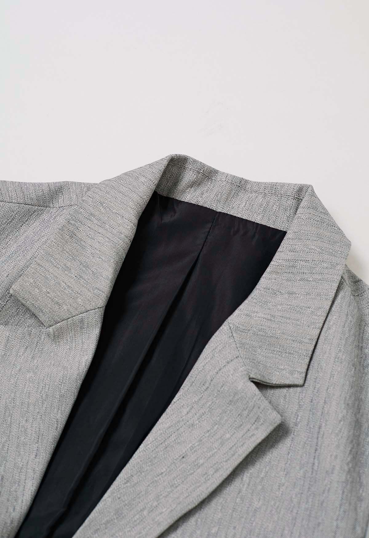 Fake Two-Piece Button Down Blazer in Grey