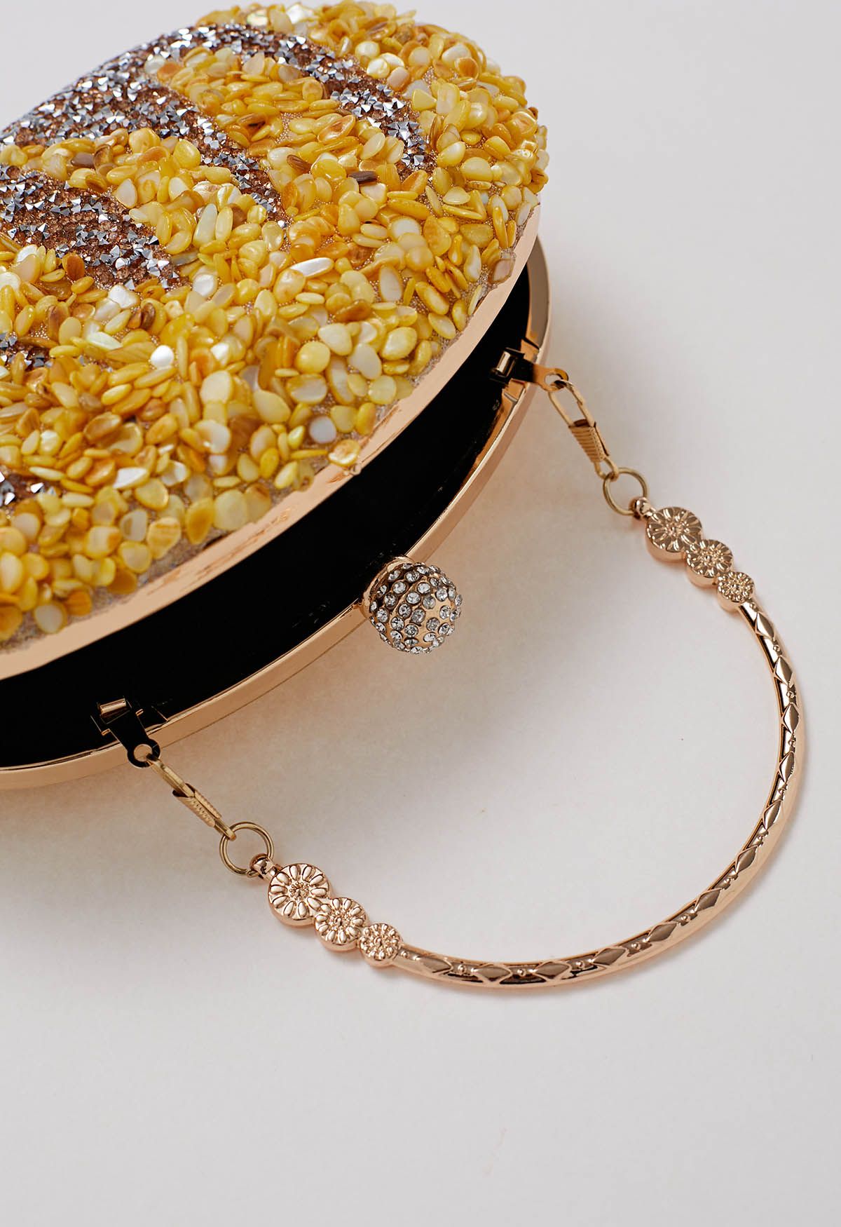 Rhinestone Pumpkin Oval Clutch in Yellow