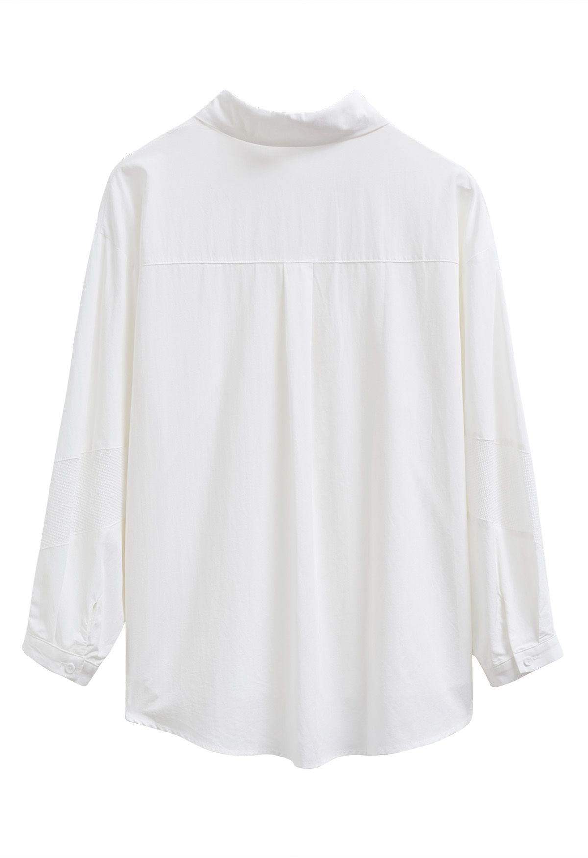 Geometric Panelled Cotton Button-Down Shirt in White