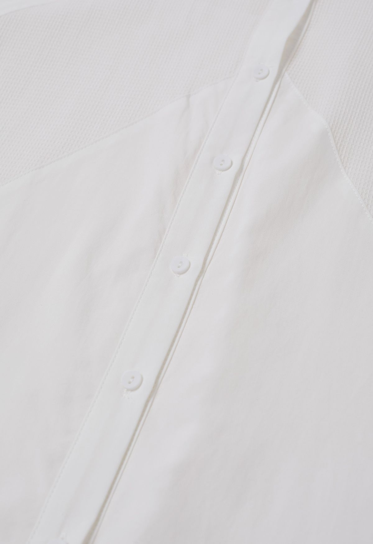 Geometric Panelled Cotton Button-Down Shirt in White