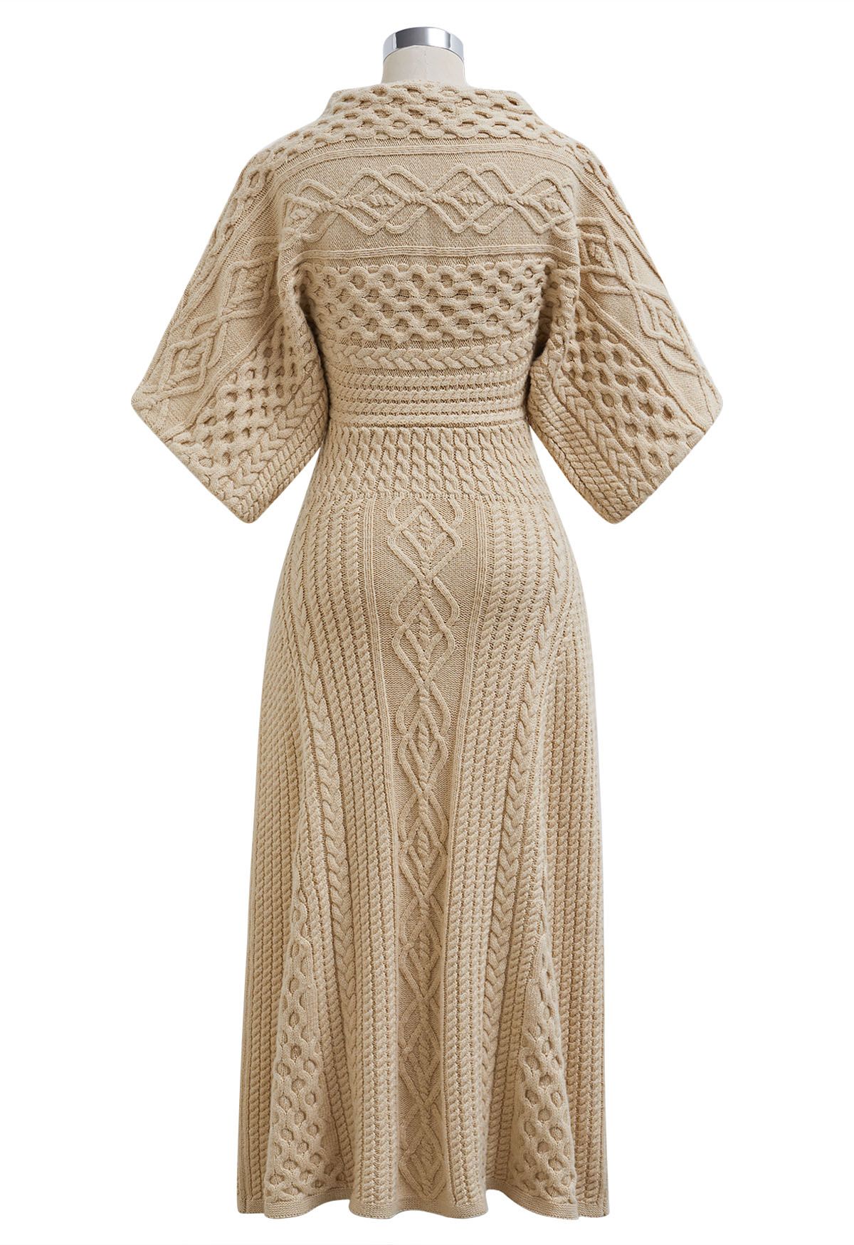 Artisanal Charm Boat Neck Cable Knit Dress