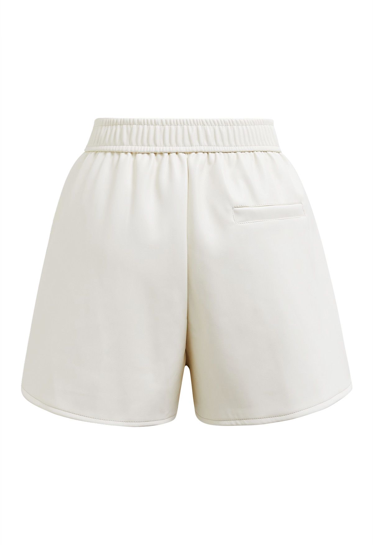 Patch Side Pocket Faux Leather Utility Shorts in Ivory