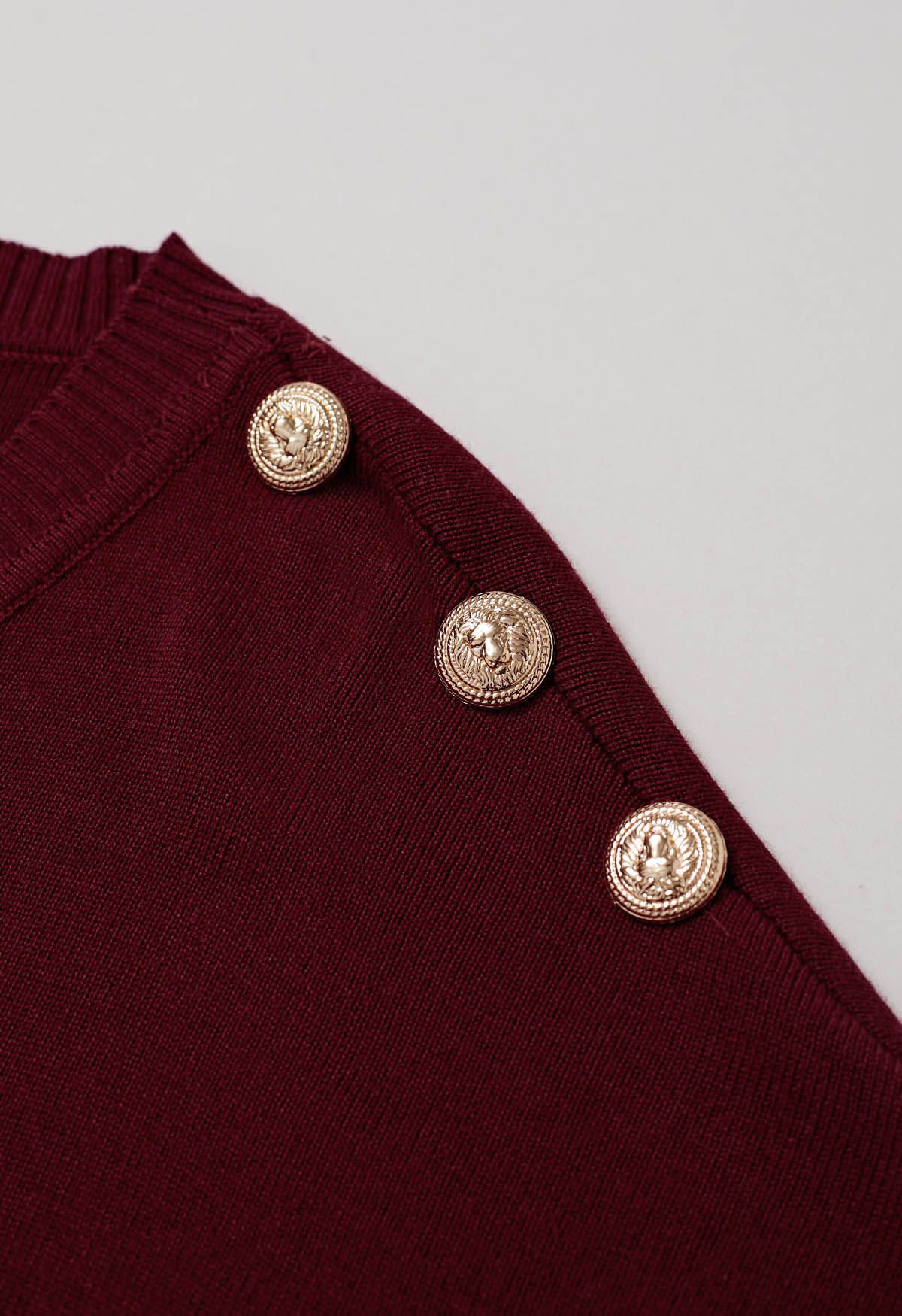 Contrast Detail Knit Poncho and Pants Set in Burgundy