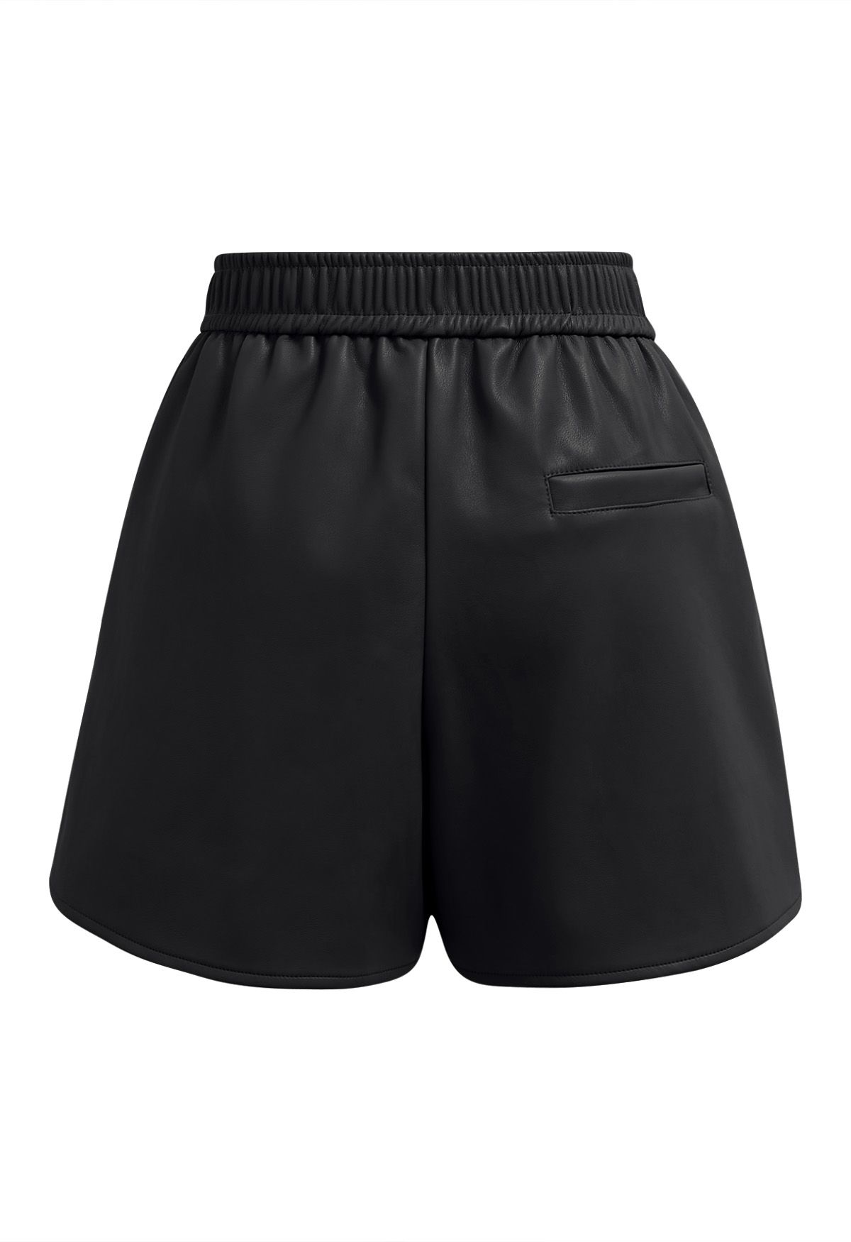 Patch Side Pocket Faux Leather Utility Shorts in Black