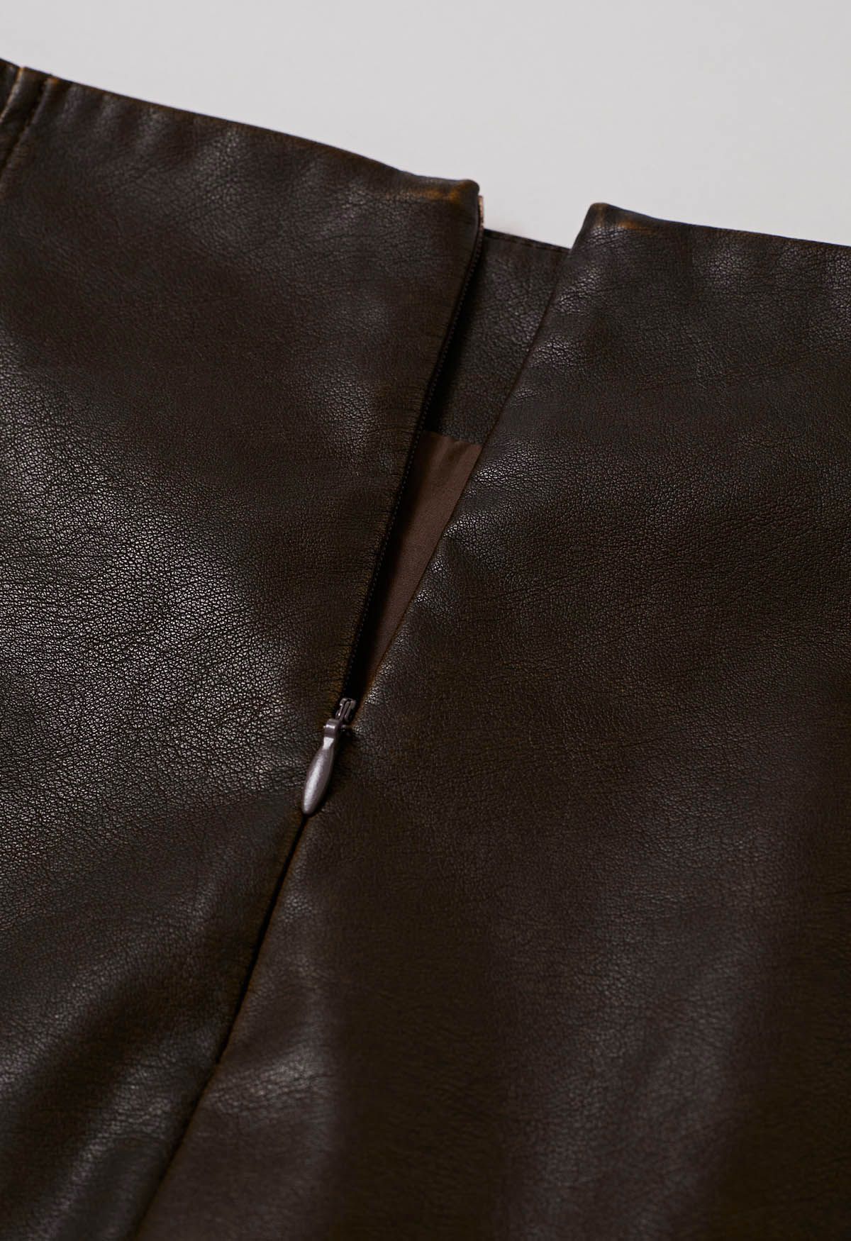 Well-Crafted Belt Trim Faux Leather Skorts in Brown