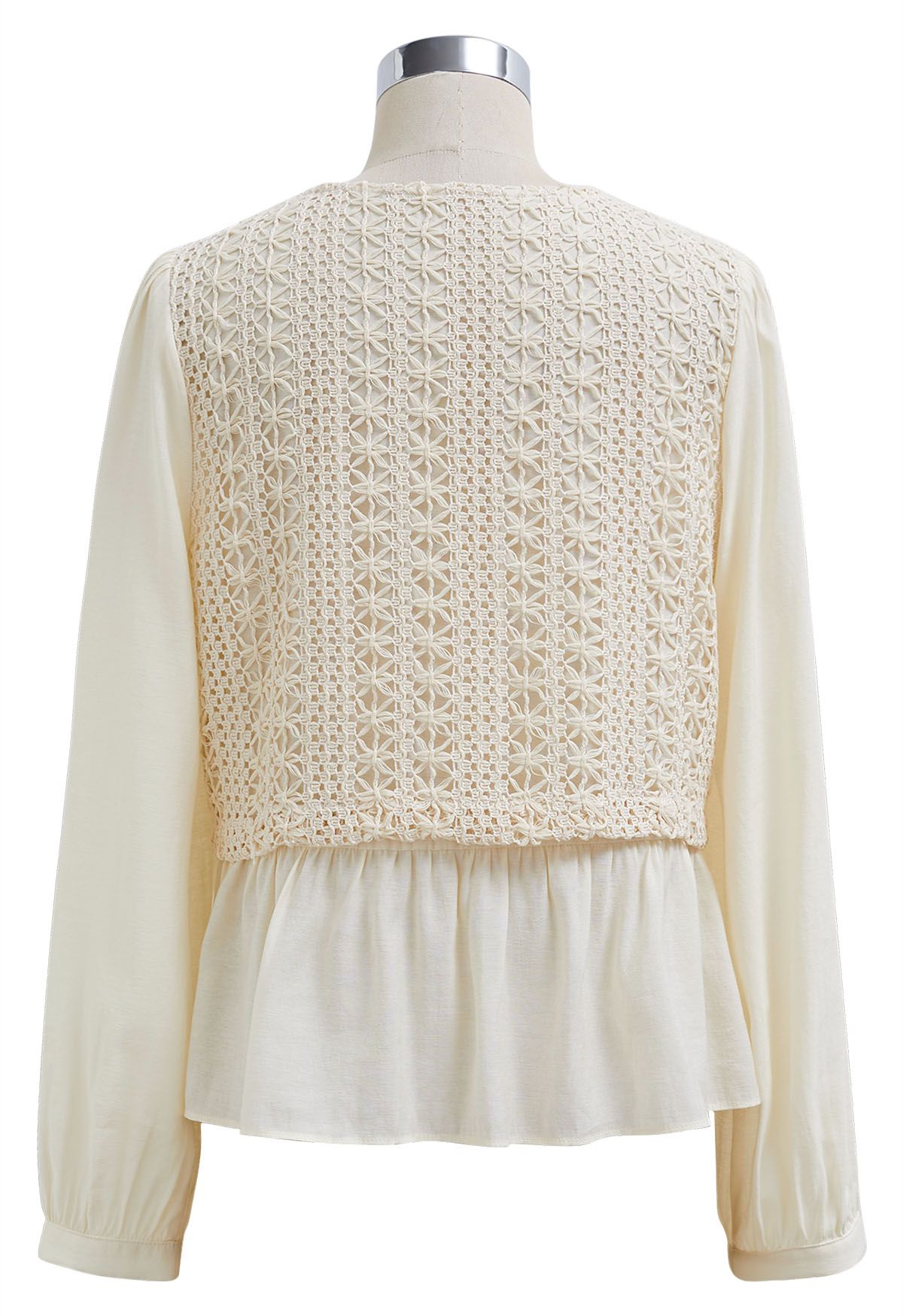 Comfy Touch Crochet Spliced Buttoned Shirt