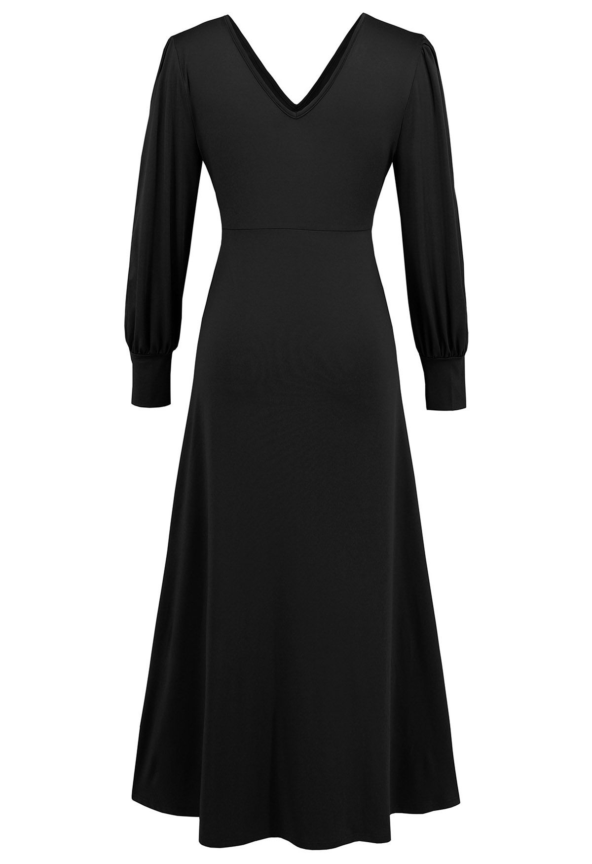 Twist Front V-Neck Cutout Sleeve Maxi Dress in Black