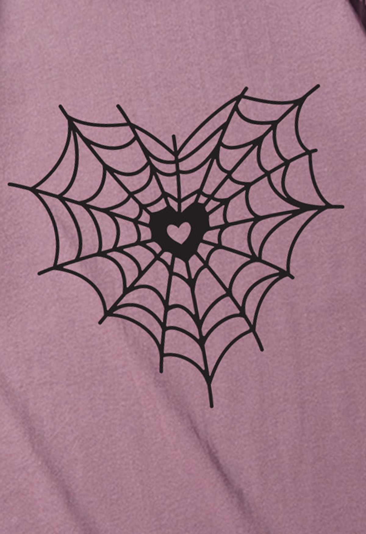 Black Heart Spider Web Pattern T-Shirt