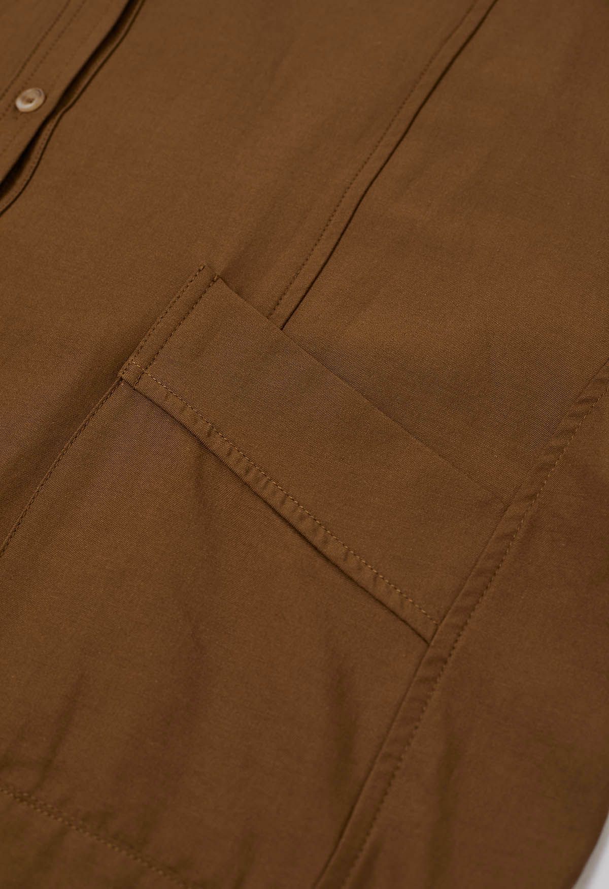 Minimalist Front Pocket Button Down Shirt in Caramel