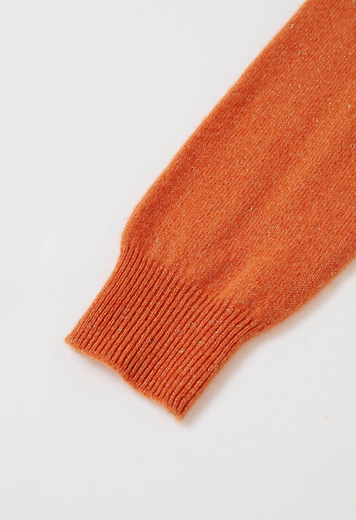 Integral Metallic Thread Mock Neck Wool Sweater in Orange