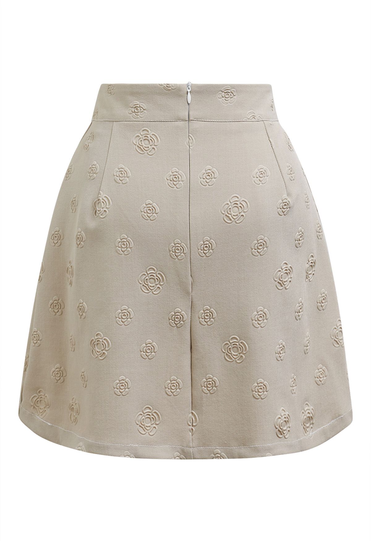 Embossed Rose Mini Bud Skirt in Taupe