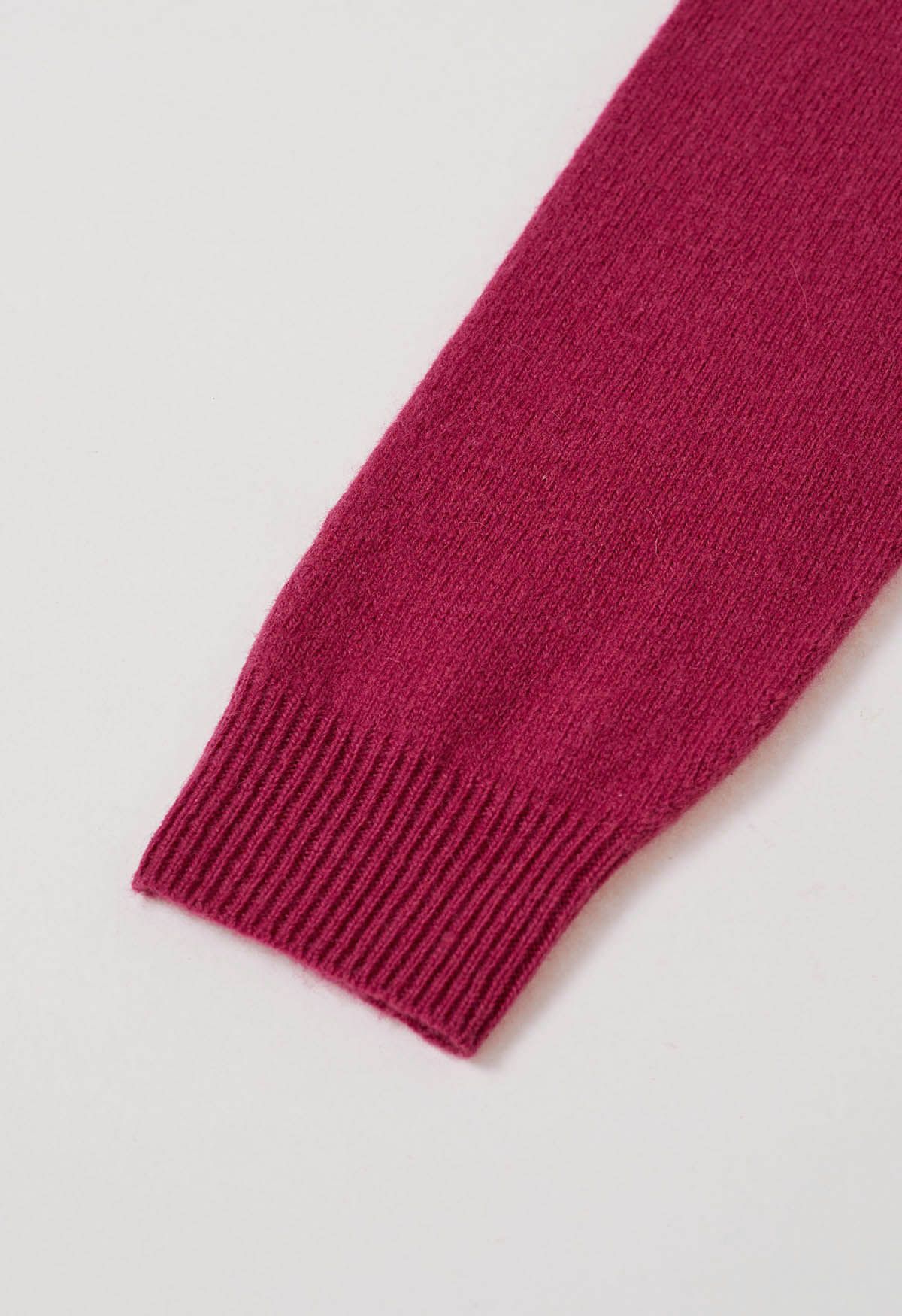 Heartwarming Mock Neck Long-Sleeve Wool Sweater in Magenta