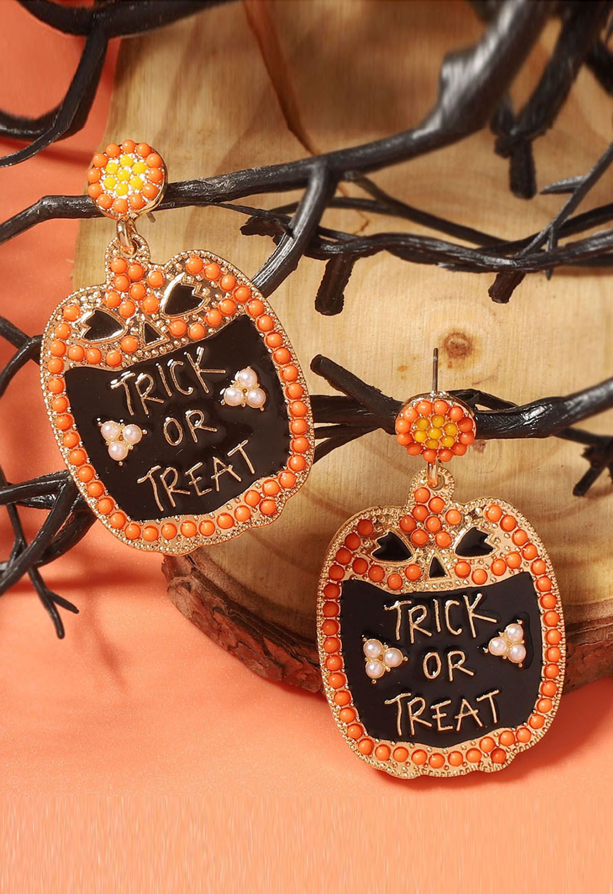 Trick or Treat Beaded Alloy Earrings