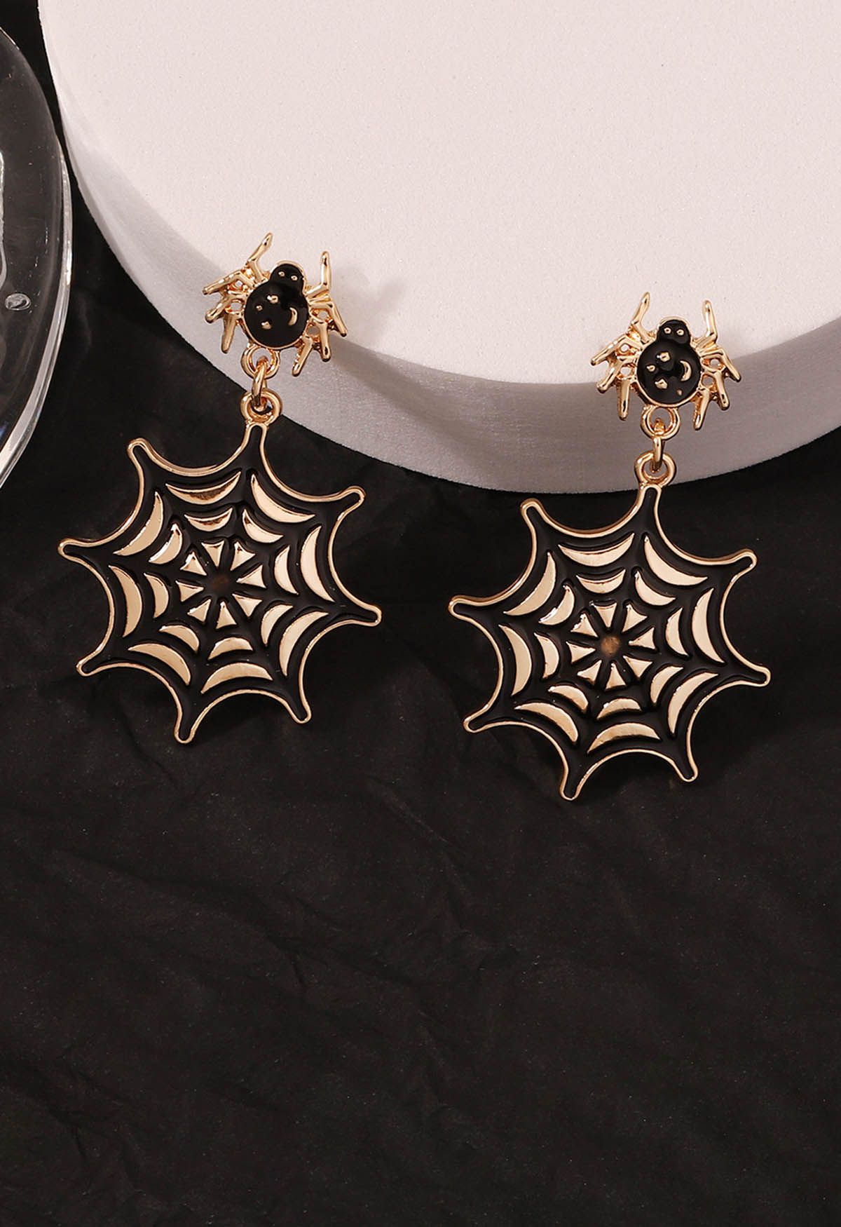 Black Spider Web Alloy Earrings