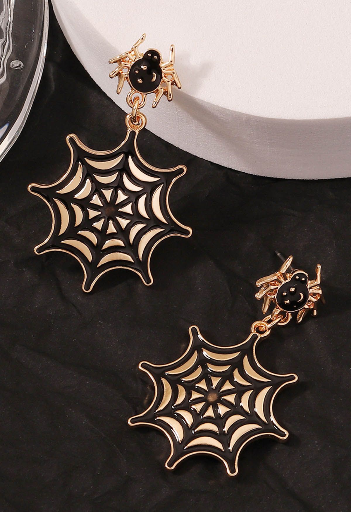 Black Spider Web Alloy Earrings