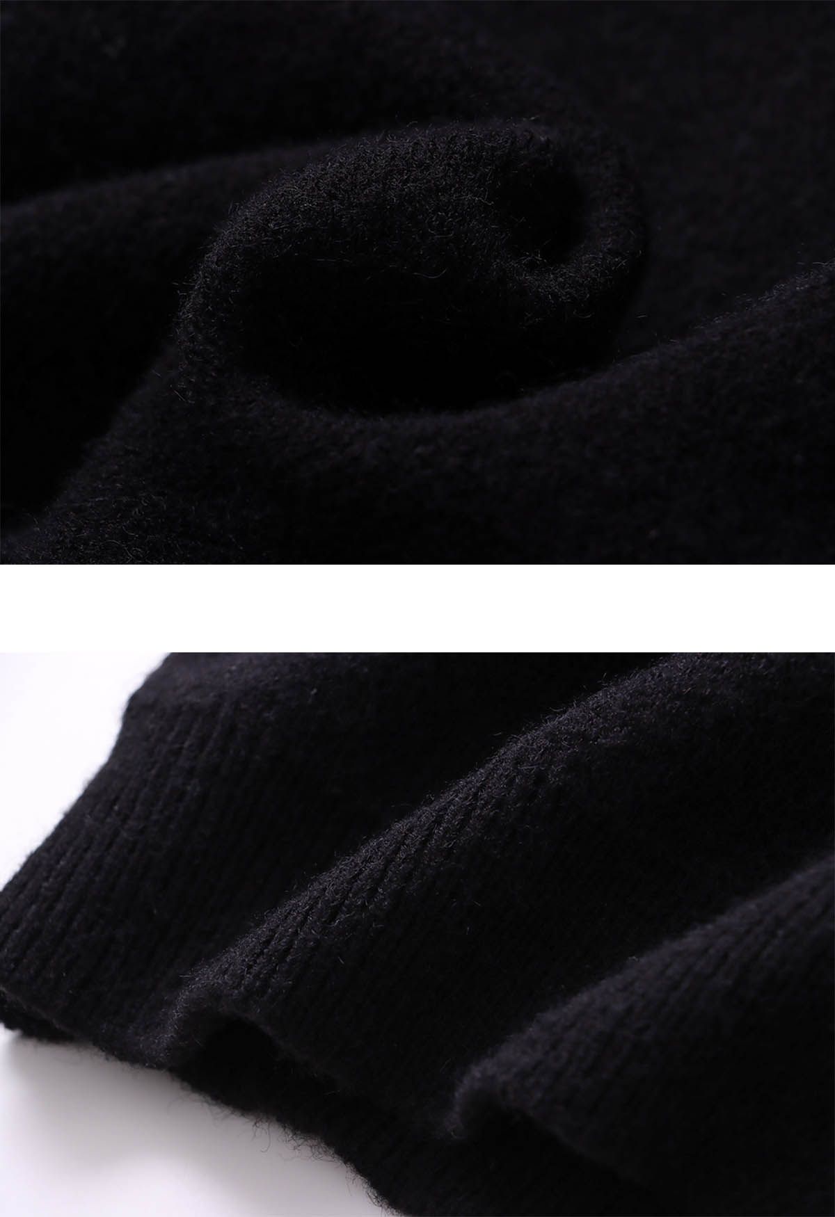 Contrast Detail Flap Collar Knit Sweater