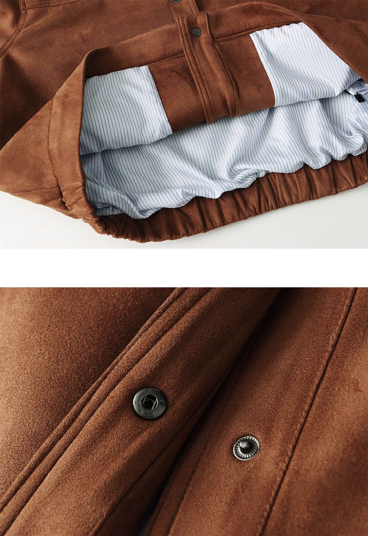 Dashing Faux Suede Stud Button Jacket