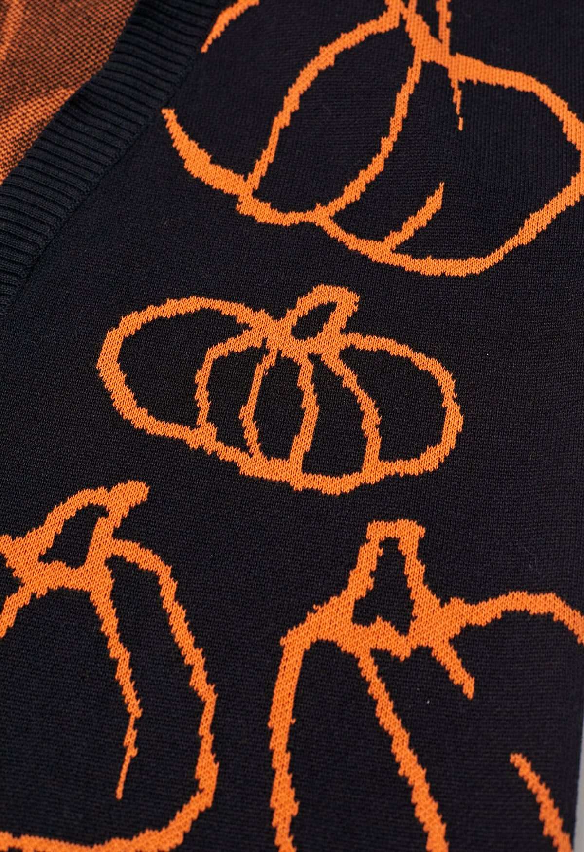 Festive Pumpkin Open Front Knit Cardigan