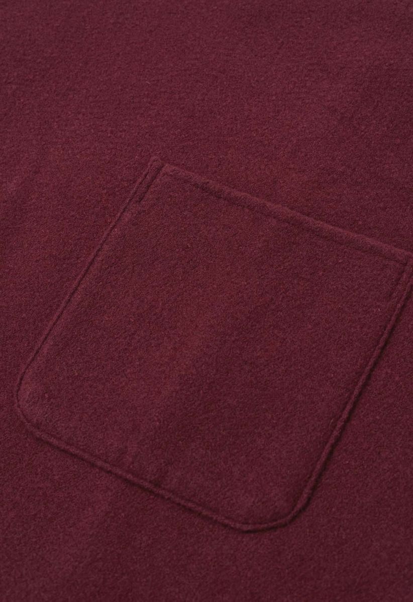 Whisper Soft Pocket Fringed Hem Poncho in Burgundy