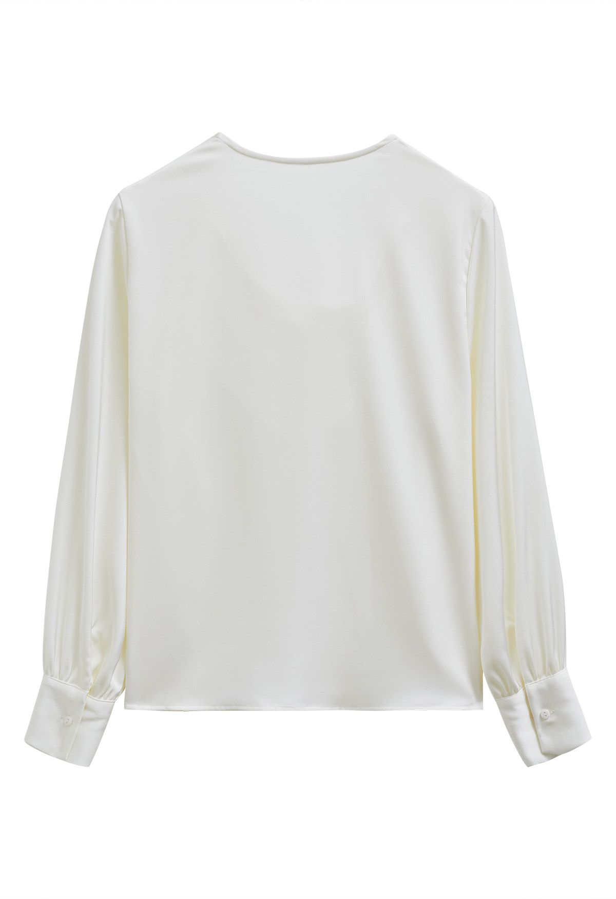 Pearly Butterfly Feather Trim Cowl Neck Top in White