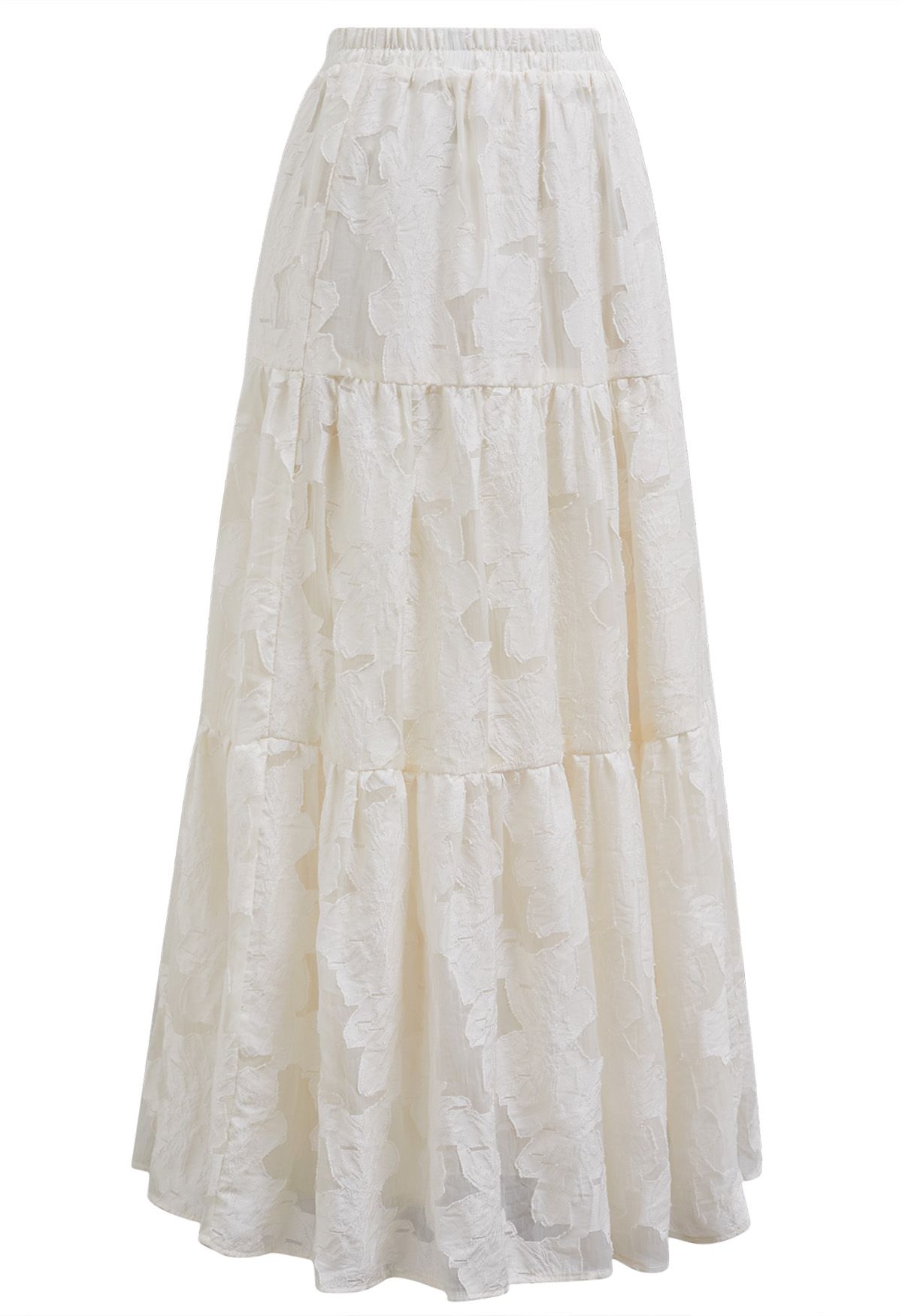 Make Your Day Floral Jacquard Maxi Skirt in Cream