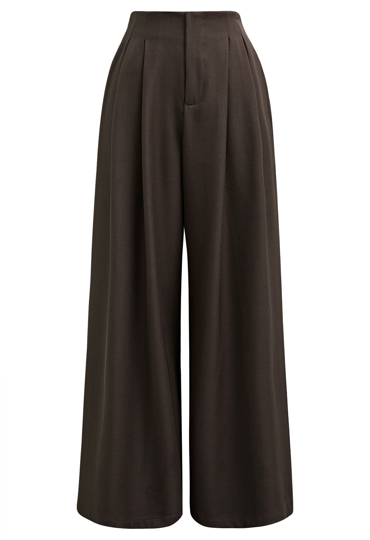 Allure in Motion Elastic Waist Pleats Palazzo Pants in Brown