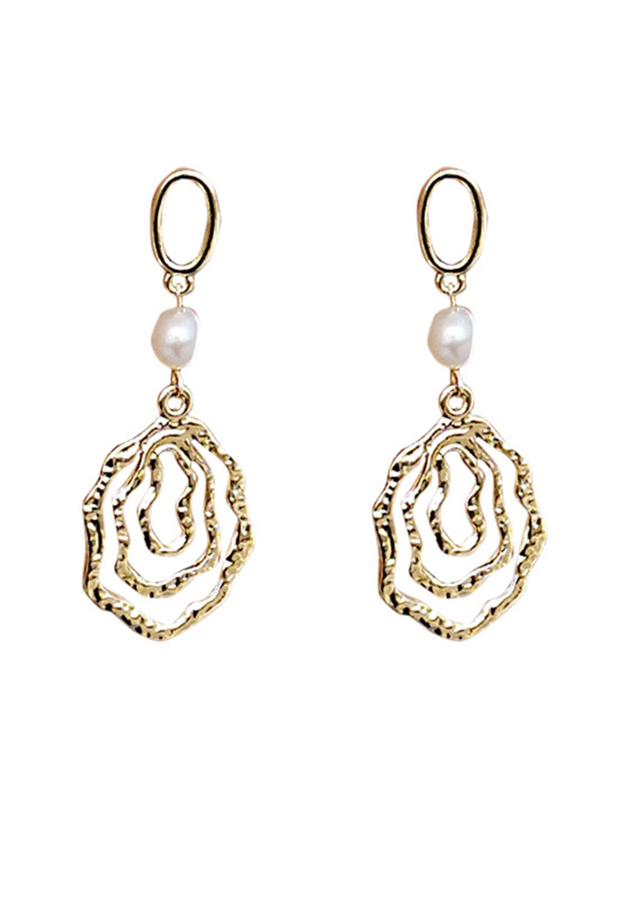 Hollow Out Freshwater Pearl Earrings