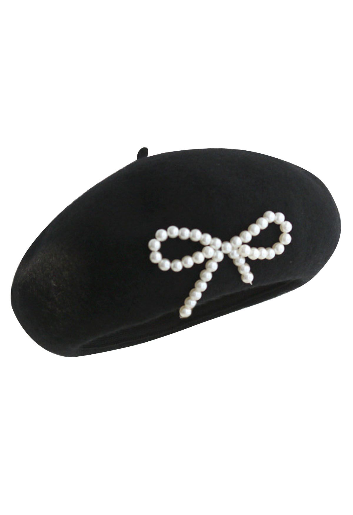 Pearl Bowknot Wool-Blend Beret