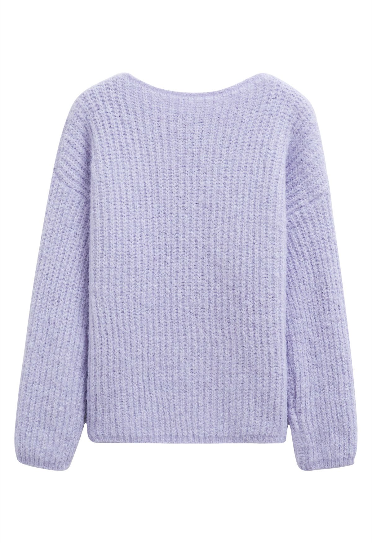 Solid Color Rib Knit Sweater in Lavender