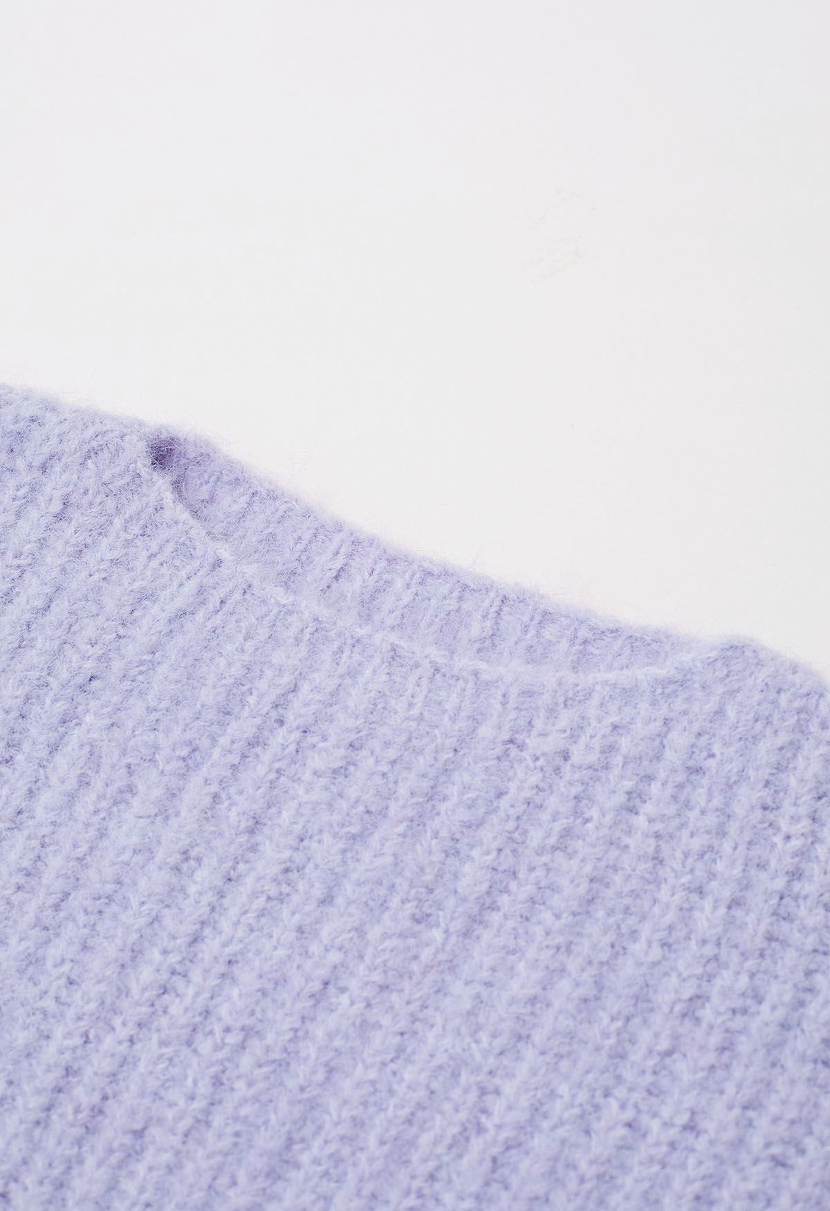 Solid Color Rib Knit Sweater in Lavender