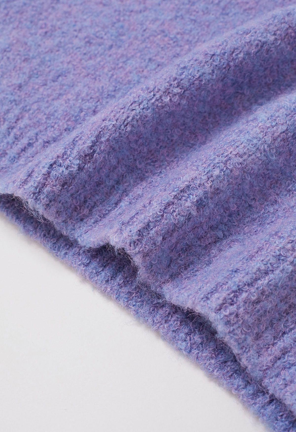 Ribbed Fuzzy Soft Knit Sweater in Purple