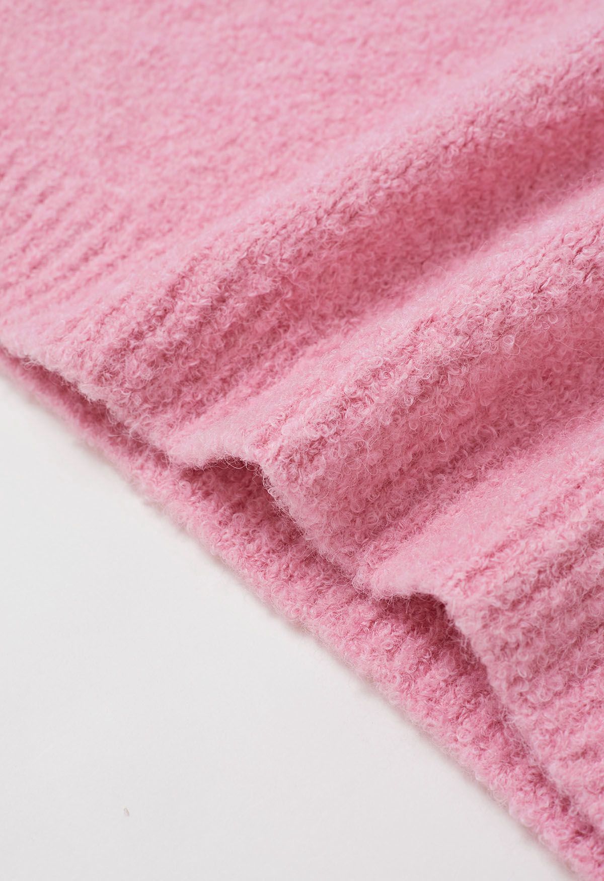 Ribbed Fuzzy Soft Knit Sweater in Pink