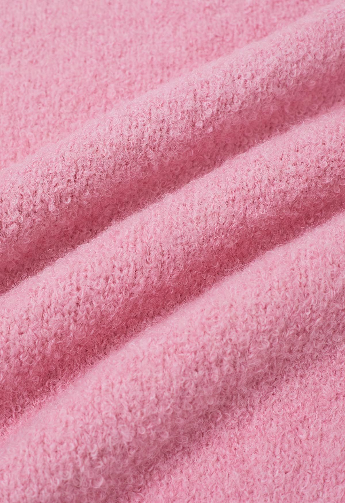 Ribbed Fuzzy Soft Knit Sweater in Pink