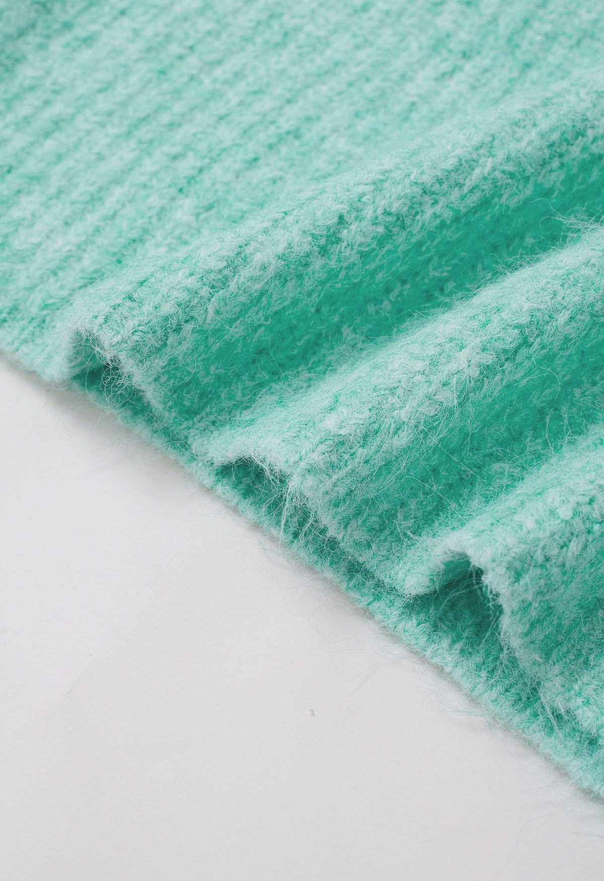 Solid Color Rib Knit Sweater in Mint