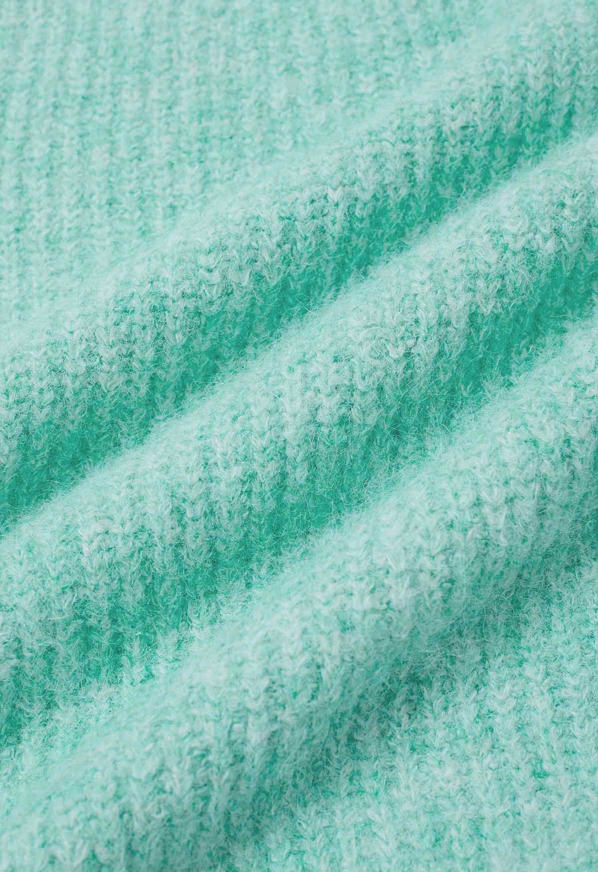 Solid Color Rib Knit Sweater in Mint